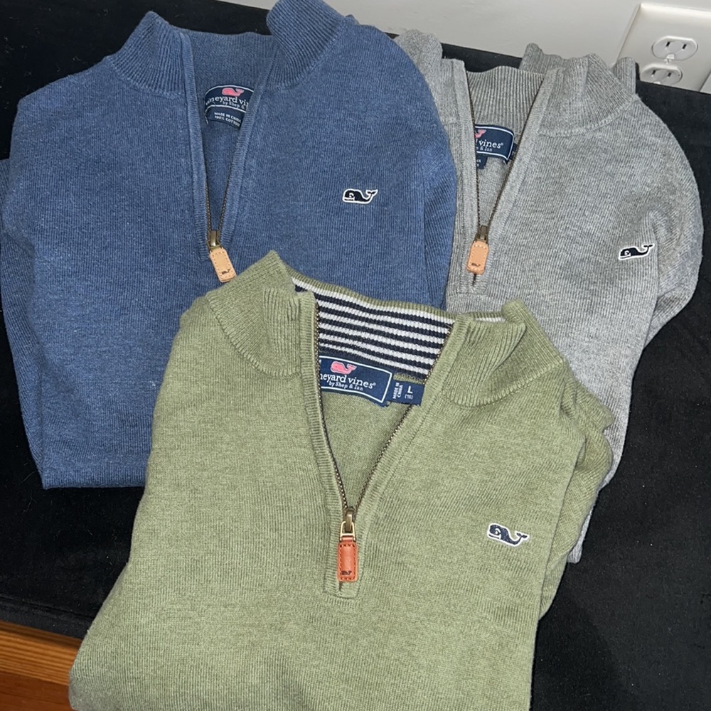 Vineyard Vines Boys Sweater Quarter Zip 1/4 Pullover Bundle Knit